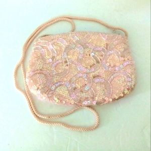 Carla Marchi sequined pale pink crossbody bag